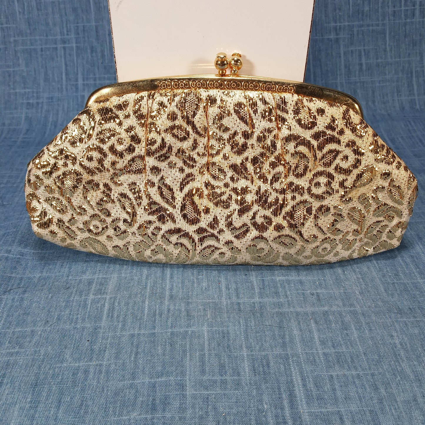 1950s Gold and Cream Lame' Evening Clutch
