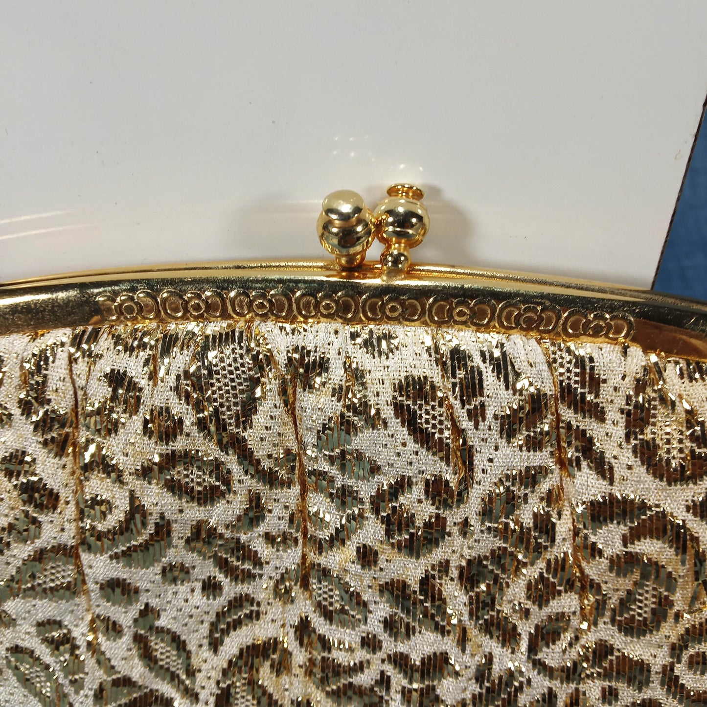 1950s Gold and Cream Lame' Evening Clutch