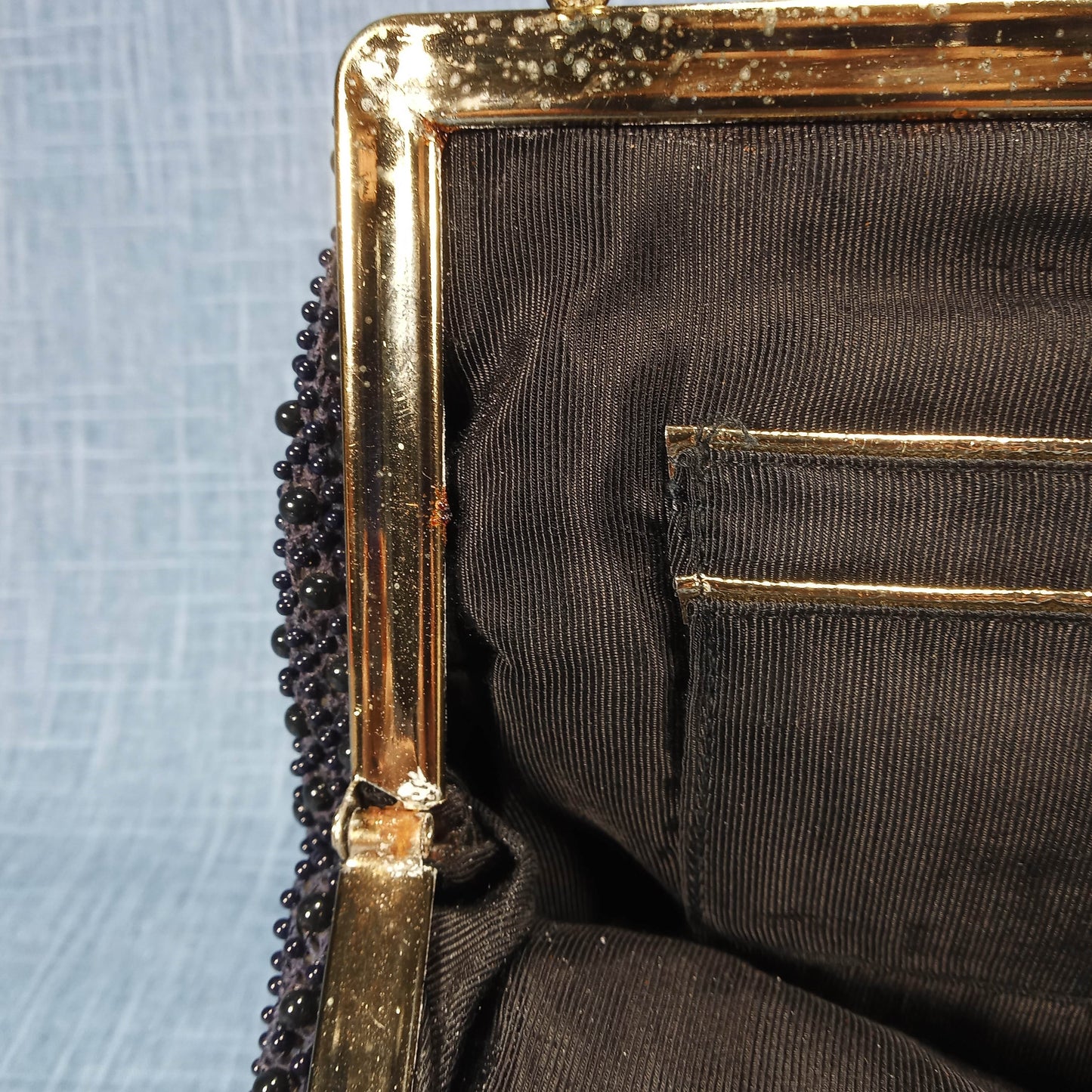 1950s Navy Blue Hob Nob Beaded Purse