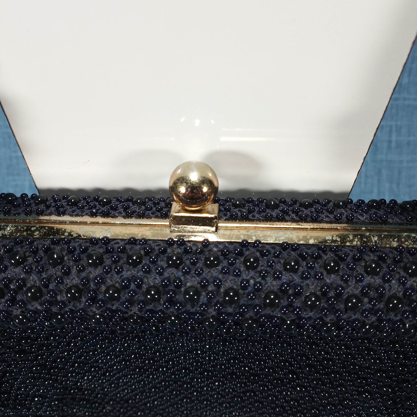 1950s Navy Blue Hob Nob Beaded Purse