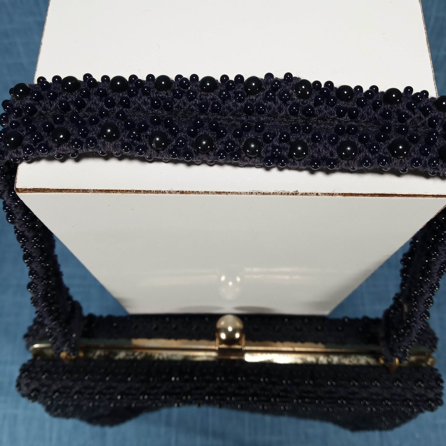 1950s Navy Blue Hob Nob Beaded Purse