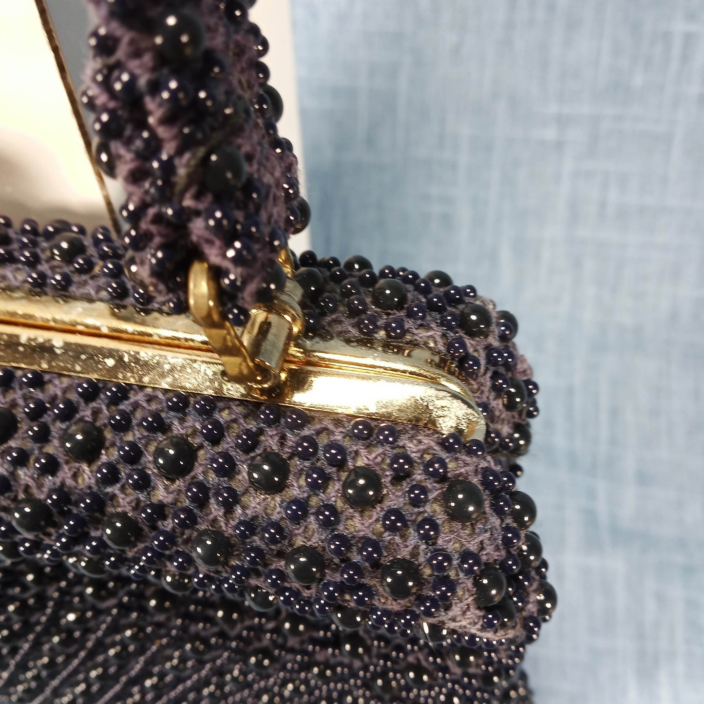 1950s Navy Blue Hob Nob Beaded Purse
