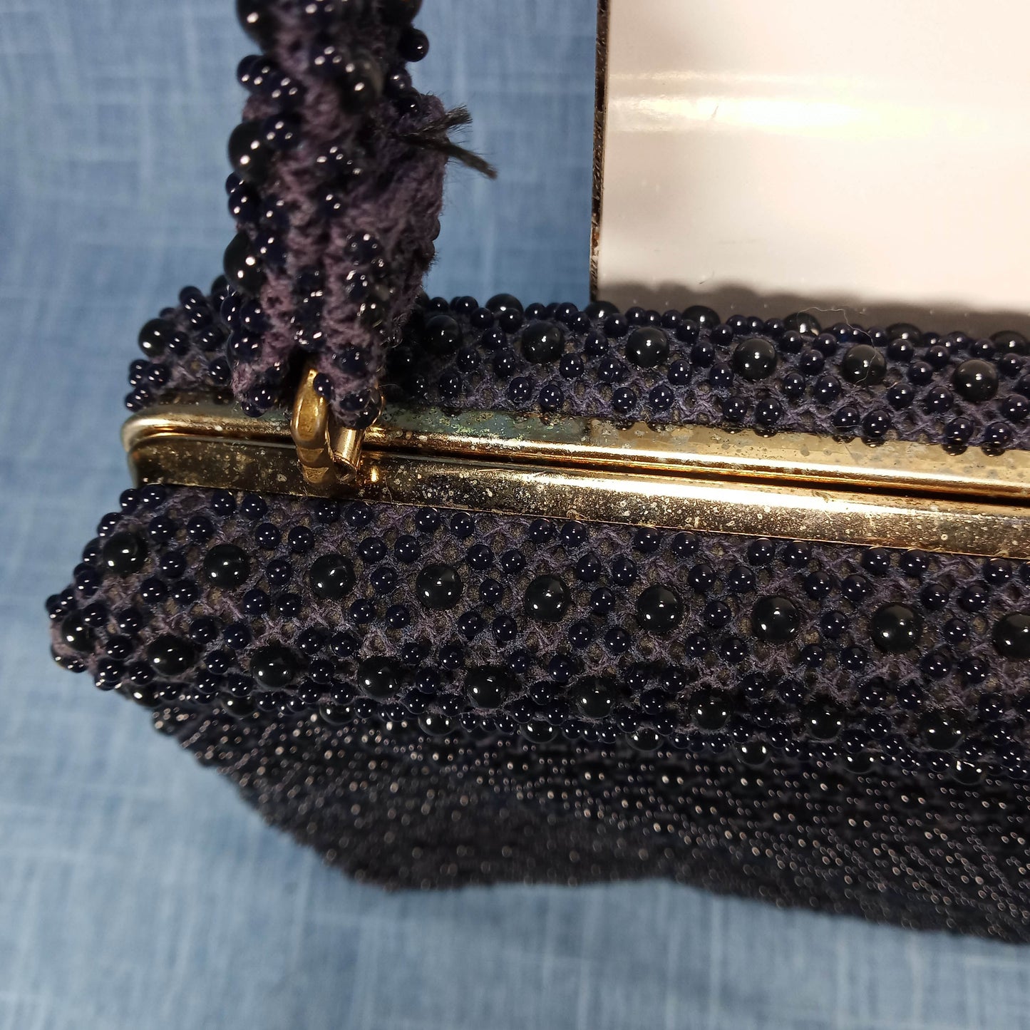 1950s Navy Blue Hob Nob Beaded Purse