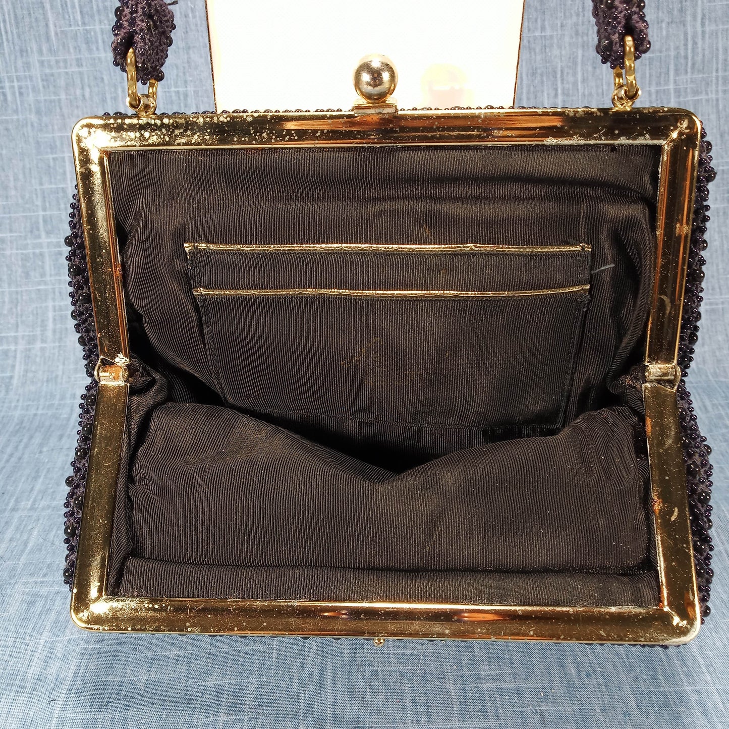 1950s Navy Blue Hob Nob Beaded Purse