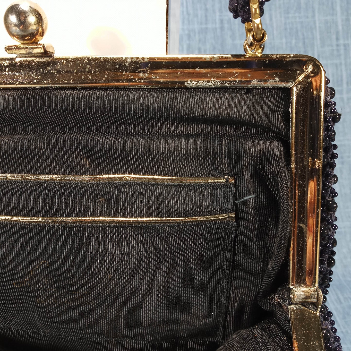 1950s Navy Blue Hob Nob Beaded Purse