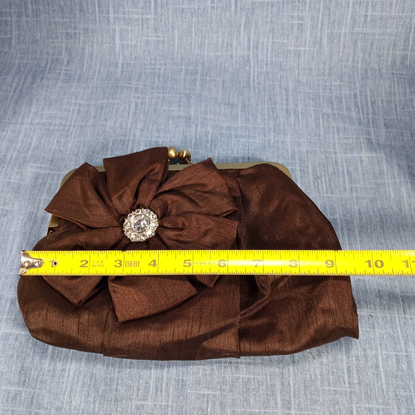 1970s Vintage Purse with Brown Fabric Bow Clutch