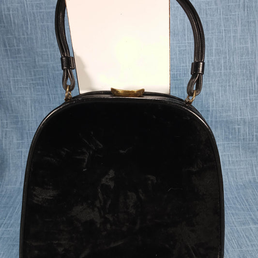 1940s Vintage Purse in Long Structured Black Velvet