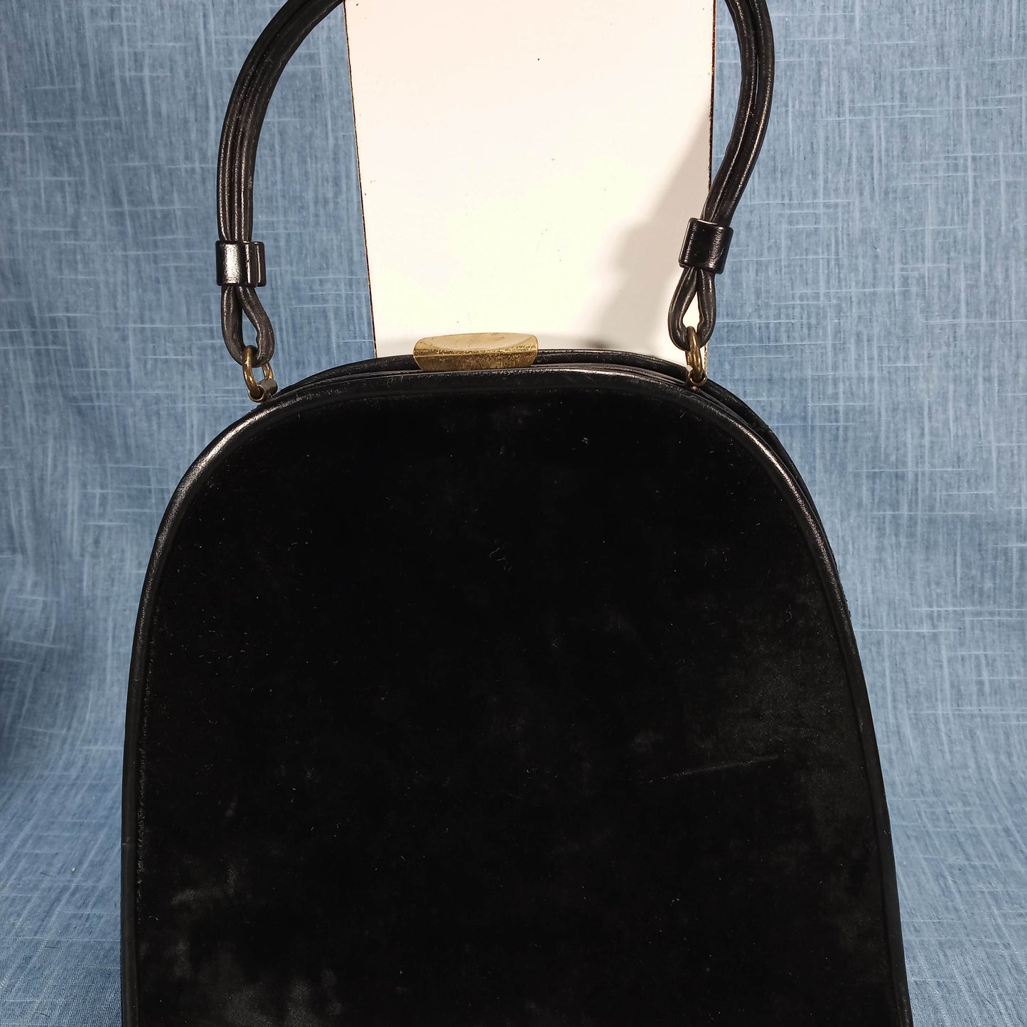 1940s Black Velvet Long Structured Purse