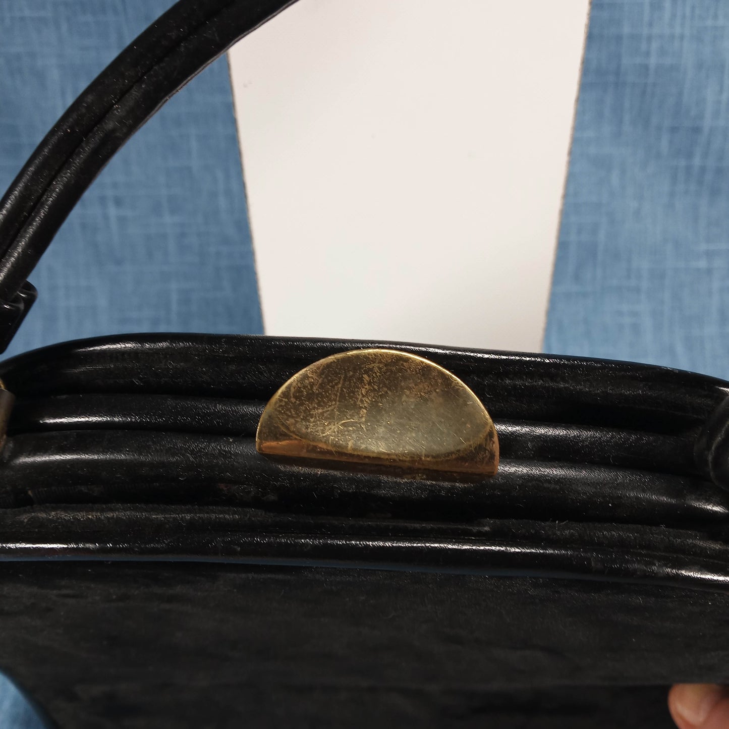 1940s Black Velvet Long Structured Purse