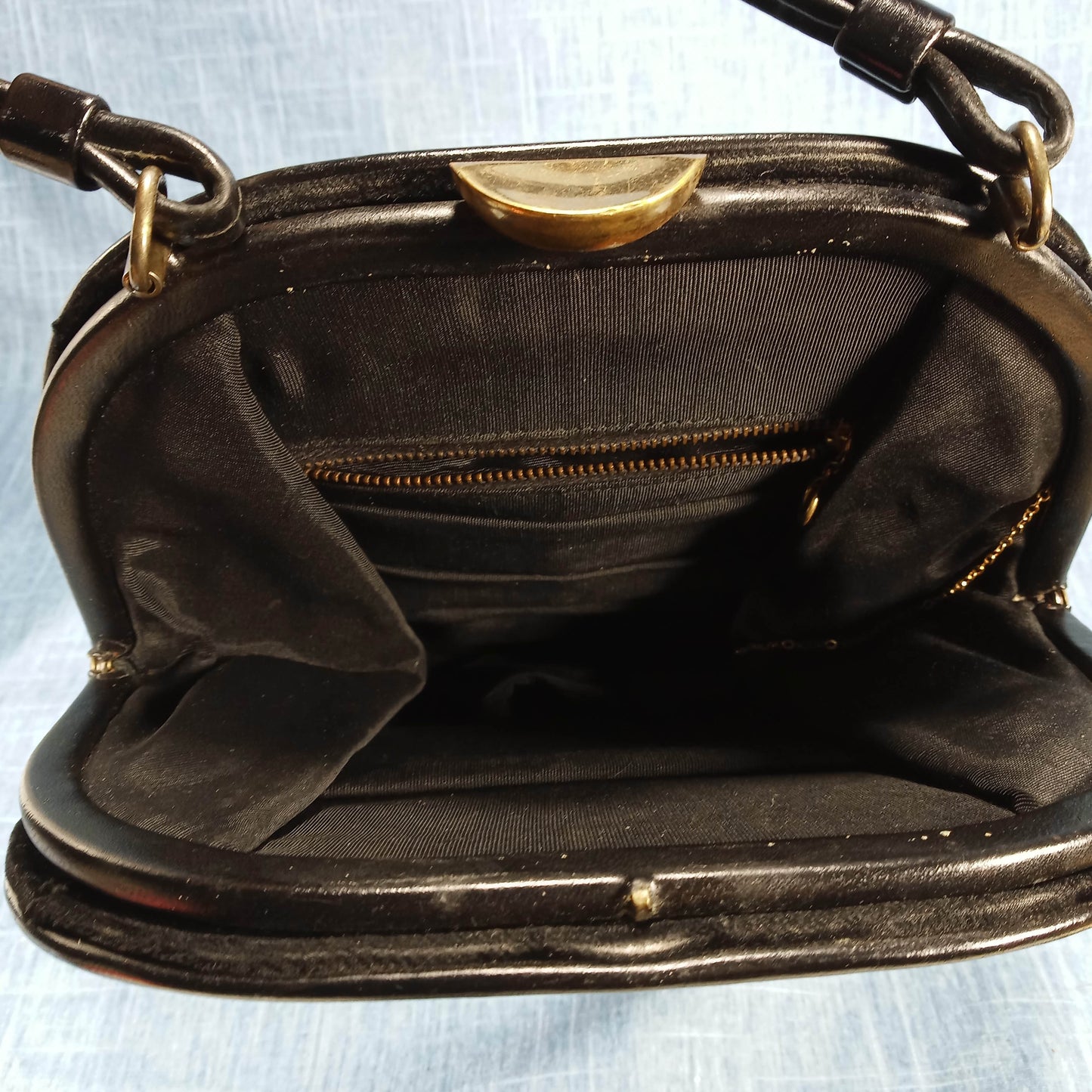 1940s Black Velvet Long Structured Purse