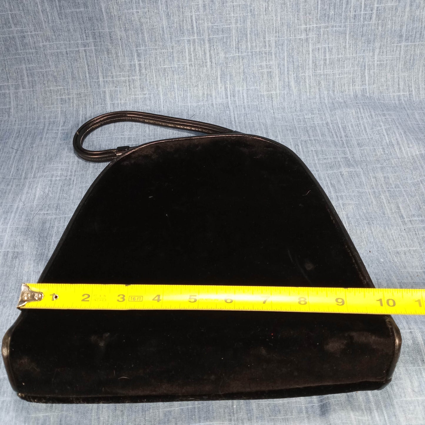 1940s Black Velvet Long Structured Purse