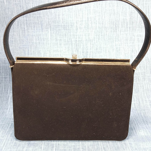 1950s Vintage Black Felt Structured Lady Purse by Douglas Rae