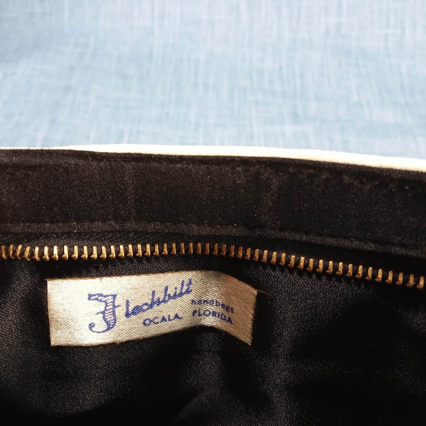 1960s White Leather Clutch Purse with Black Faux Fur by Flechbilt