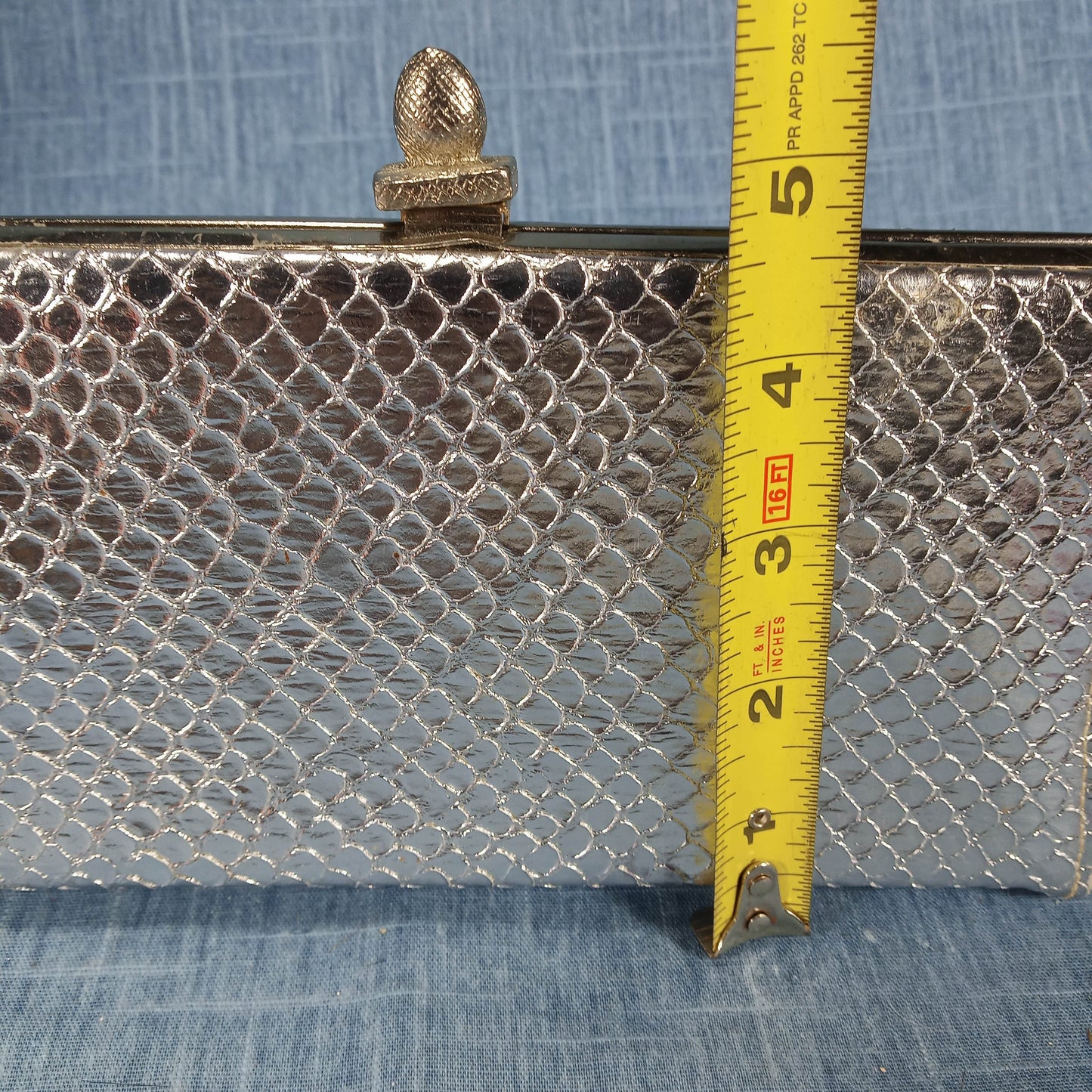 1960s Silver Clutch with a Black Lining