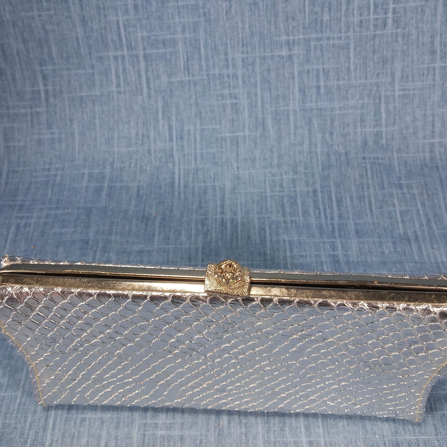 1960s Silver Clutch with a Black Lining