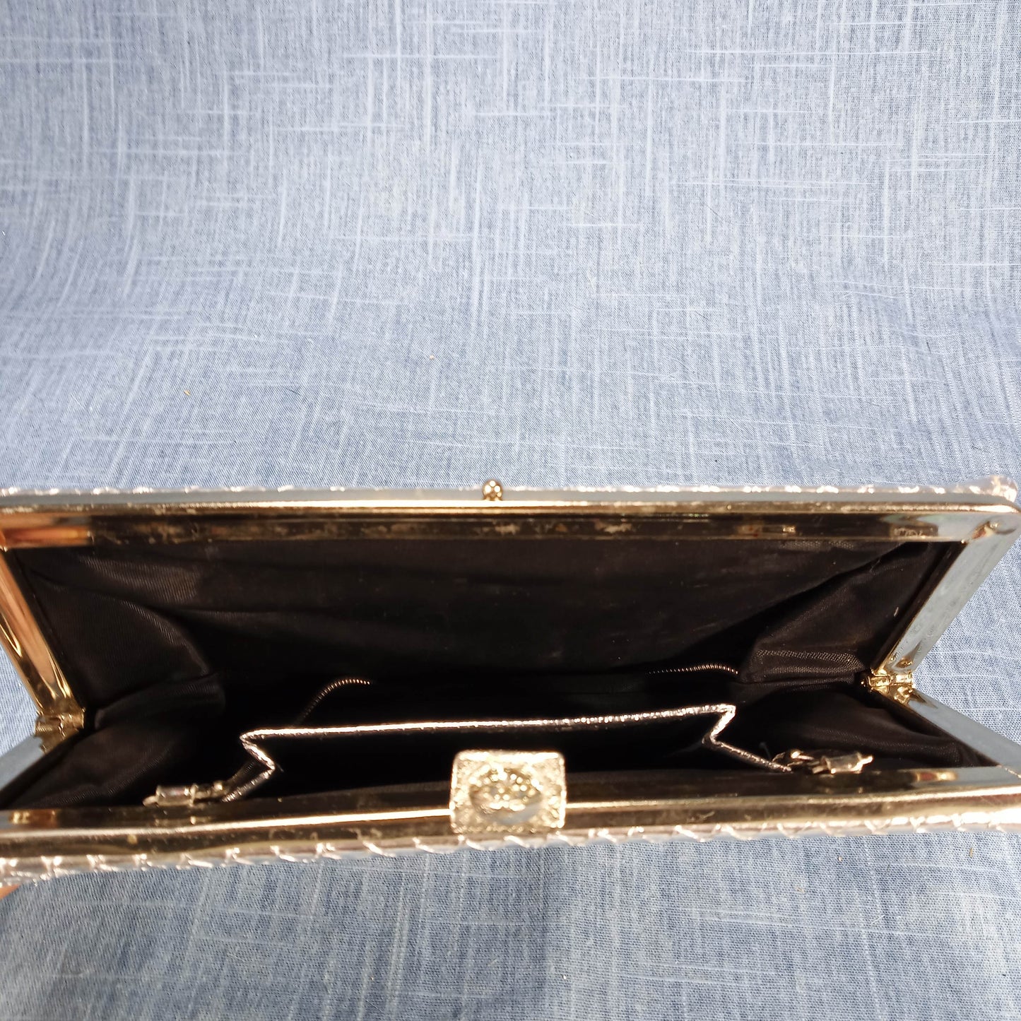 1960s Silver Clutch with a Black Lining