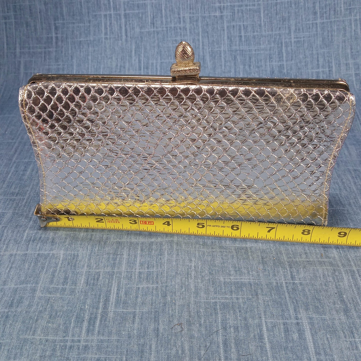 1960s Silver Clutch with a Black Lining