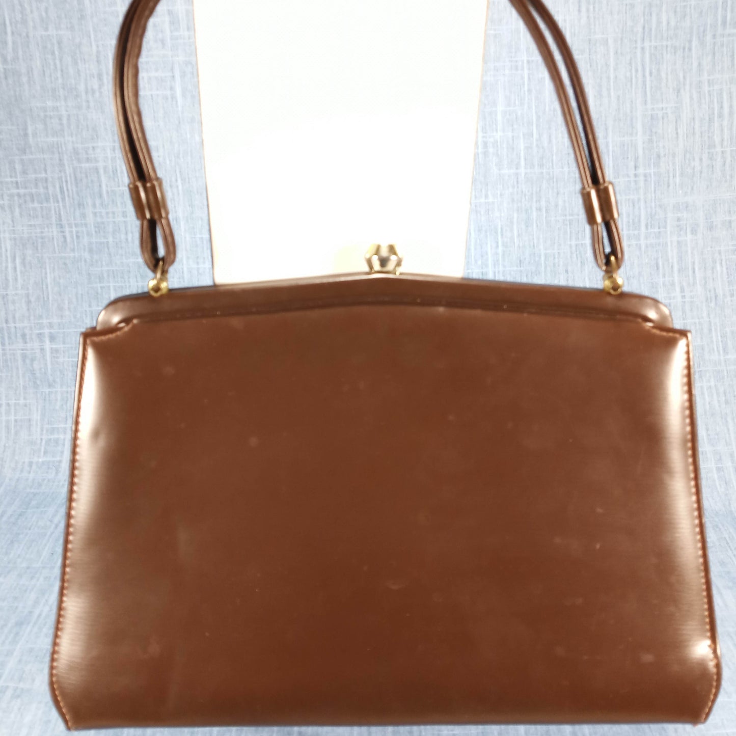 1950s Chocolate Brown Tooled Leather Satchel Purse