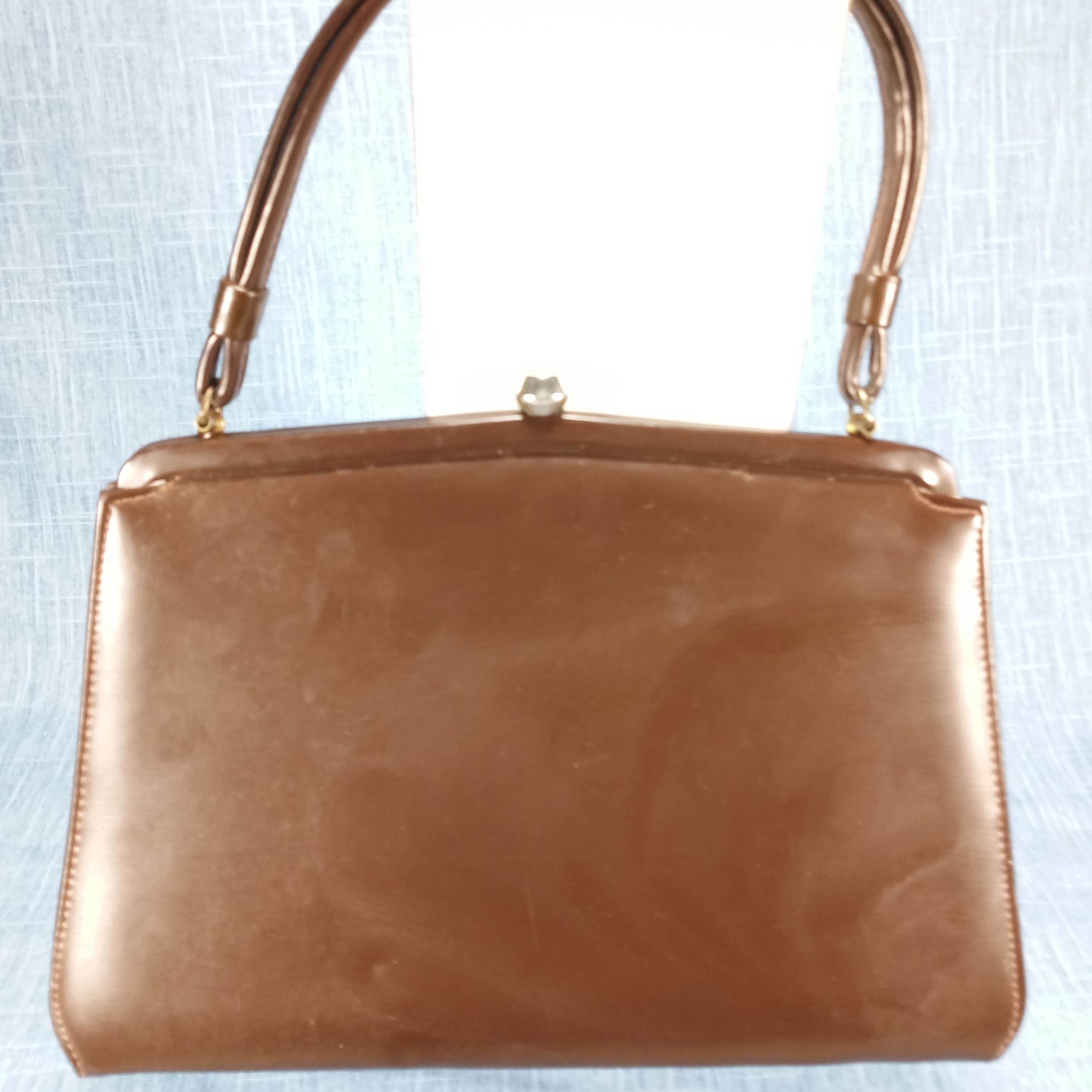 1950s Chocolate Brown Tooled Leather Satchel Purse