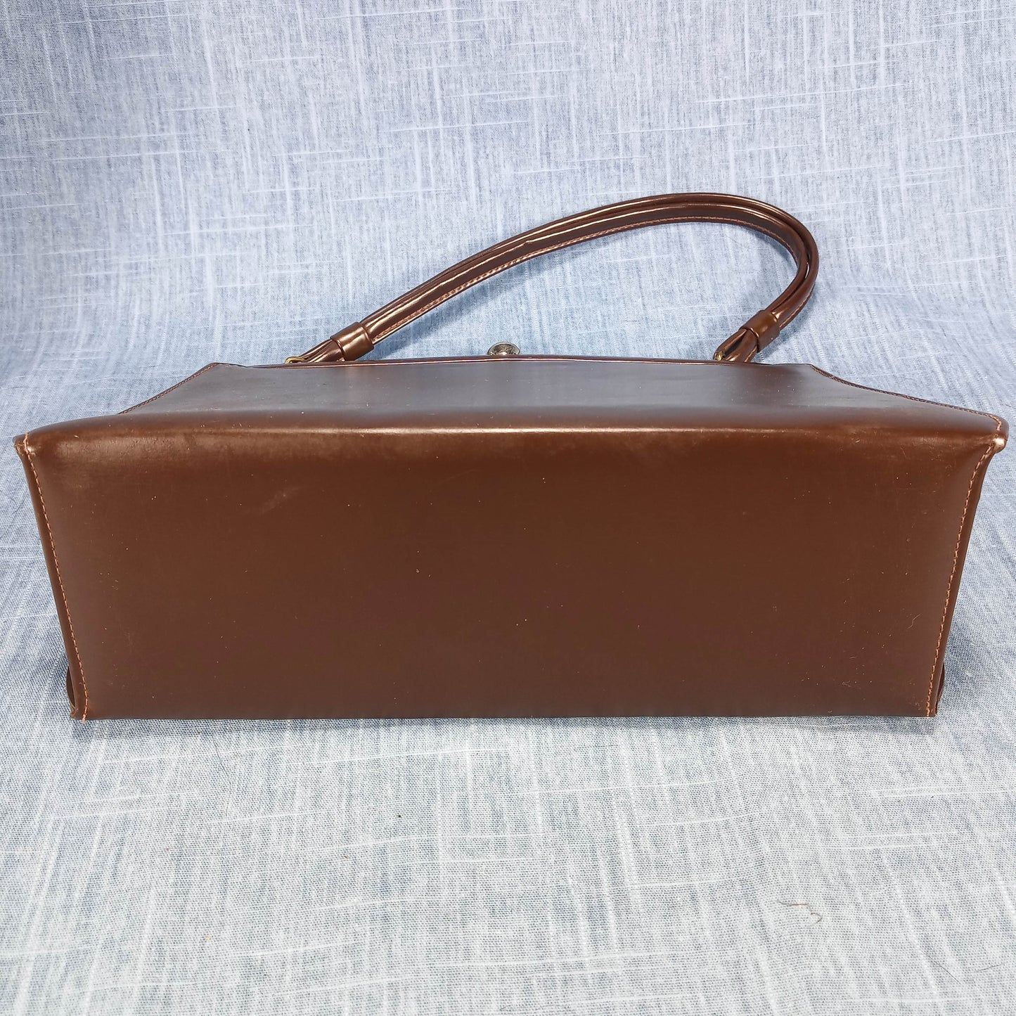 1950s Chocolate Brown Tooled Leather Satchel Purse