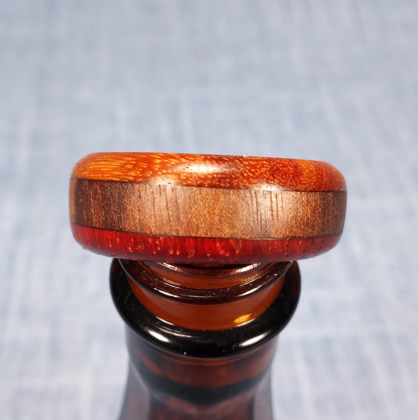 Mahogany and Padauk Domed Hardwood Ring - Size 13 (US)