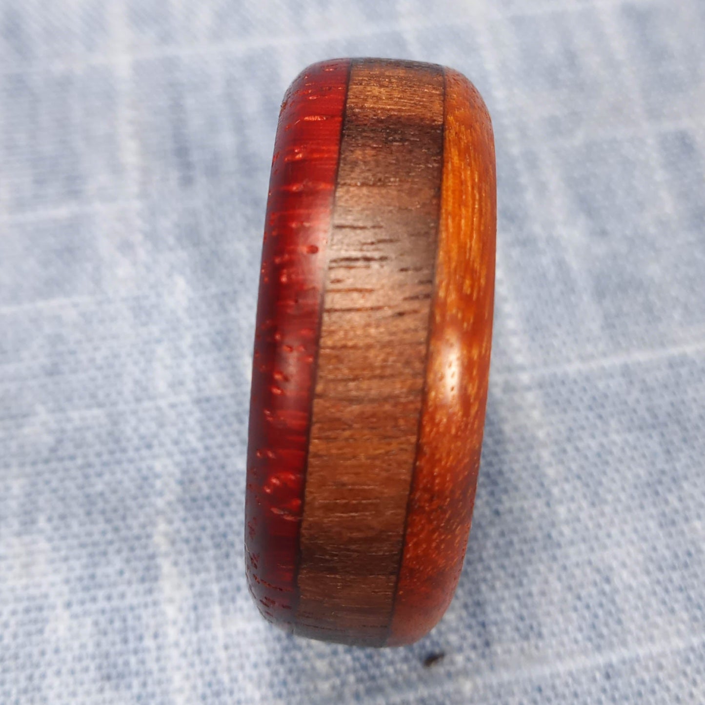 Mahogany and Padauk Domed Hardwood Ring - Size 13 (US)