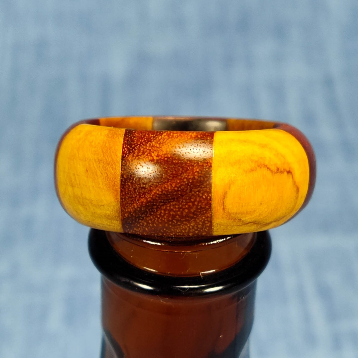 Padauk and Olive Wood Domed Hardwood Ring - Size 13.5 (US)