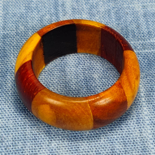 Padauk and Olive Wood Domed Hardwood Ring - Size 13.5 (US)