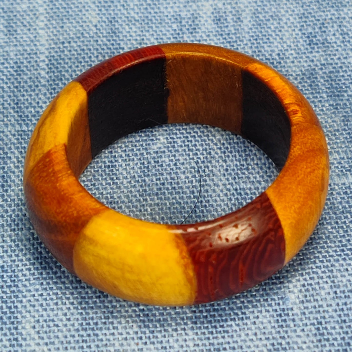 Padauk and Olive Wood Domed Hardwood Ring - Size 13.5 (US)