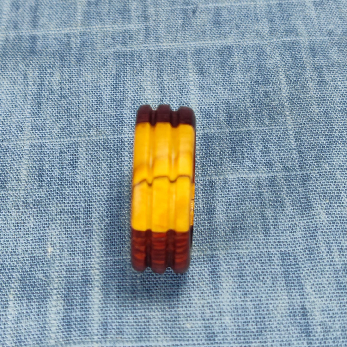 Padauk and Olive Wood Two Channel Hardwood Ring - Size 11.5 (US)