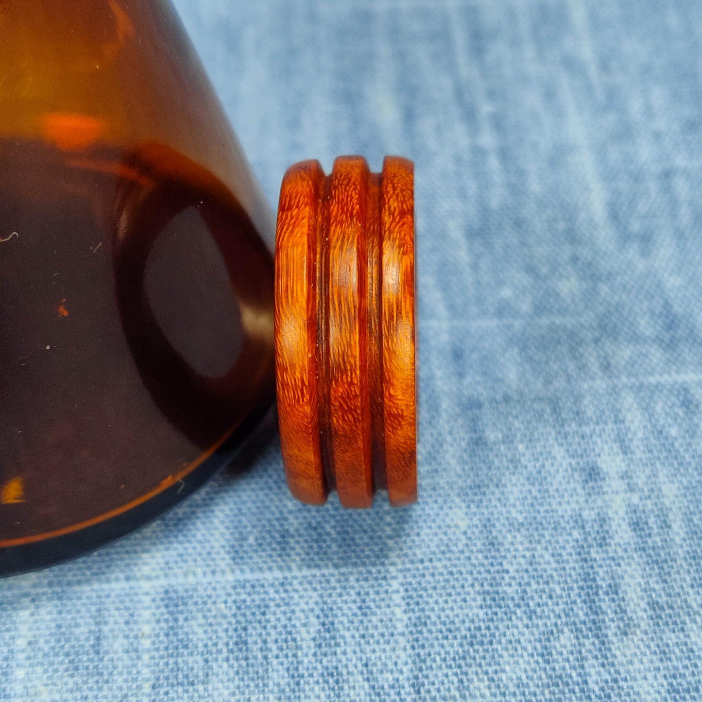 Two Channel Hardwood Ring Made from Briarwood - Size 9.5 (US)