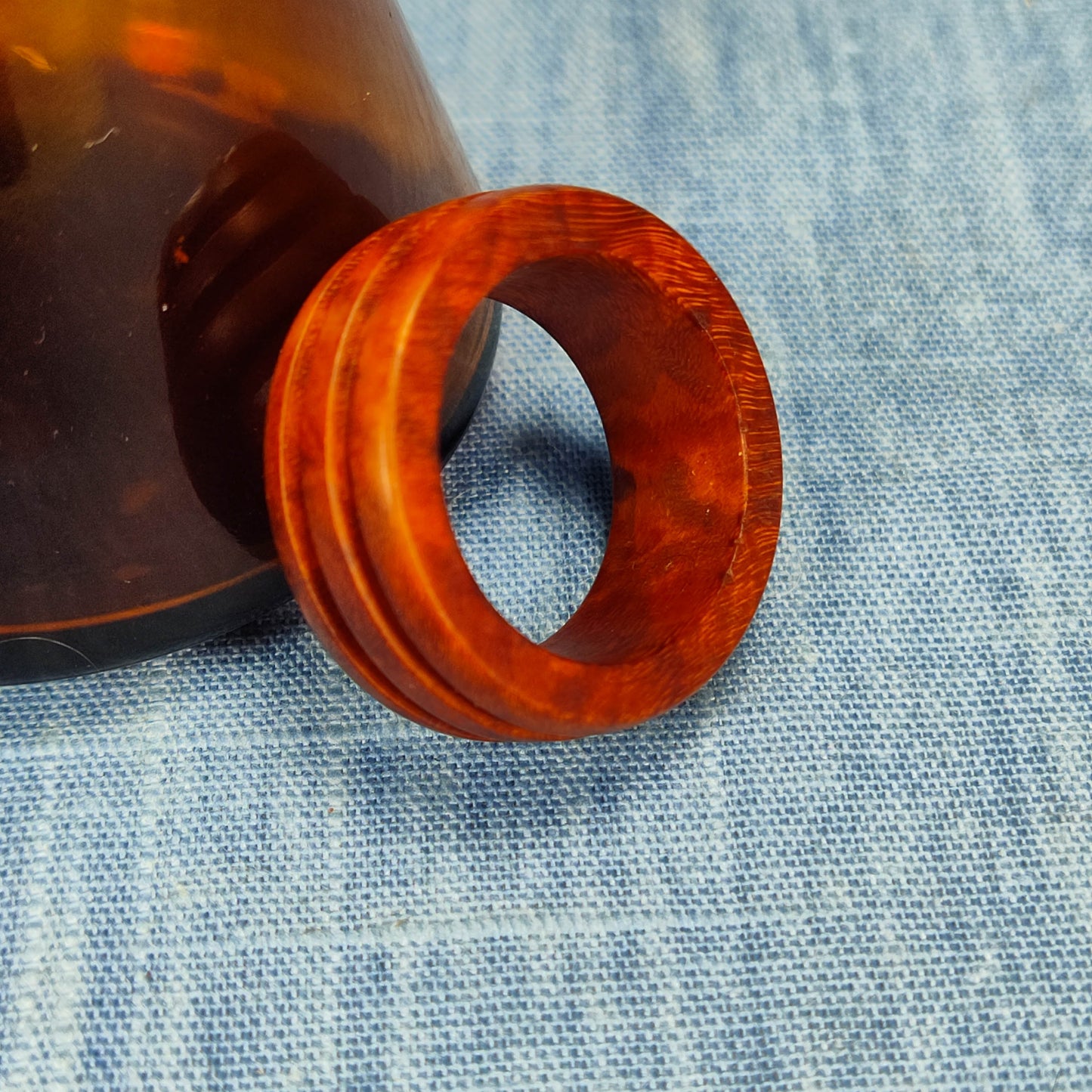 Two Channel Hardwood Ring Made from Briarwood - Size 9.5 (US)