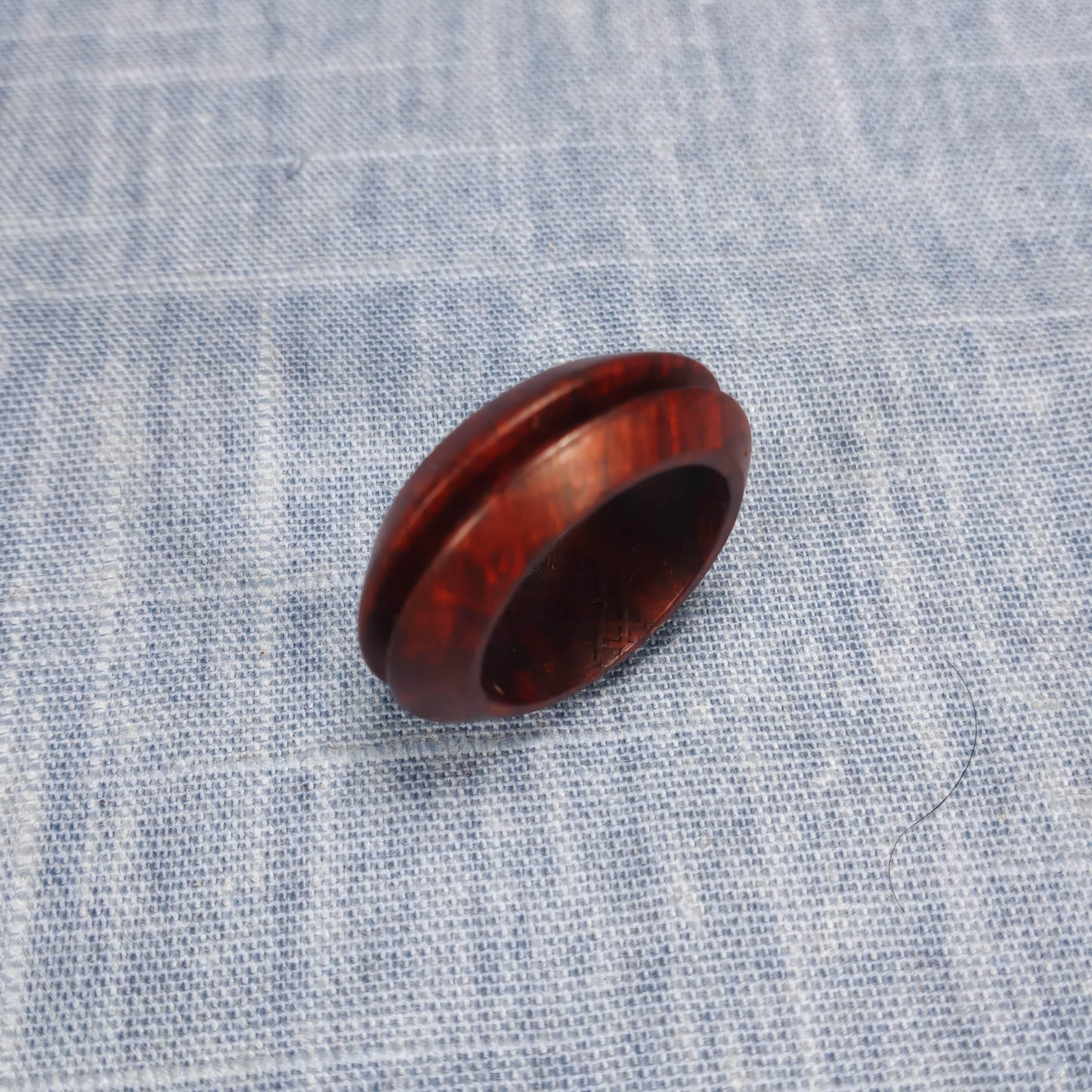 Hardwood Ring, Single Channel, Made from Briarwood - Size 6.0 (US)