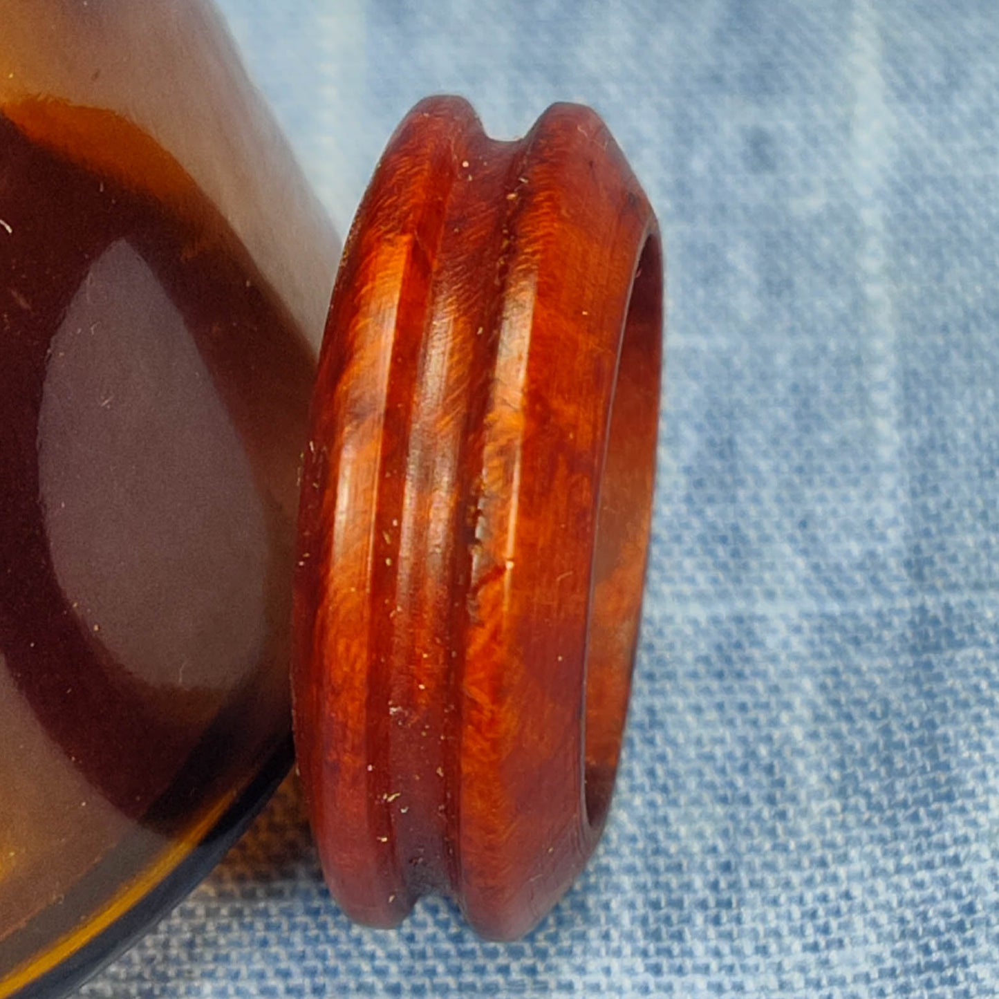 Single Channel Hardwood Ring Made from Briarwood - Size 6.5 (US)