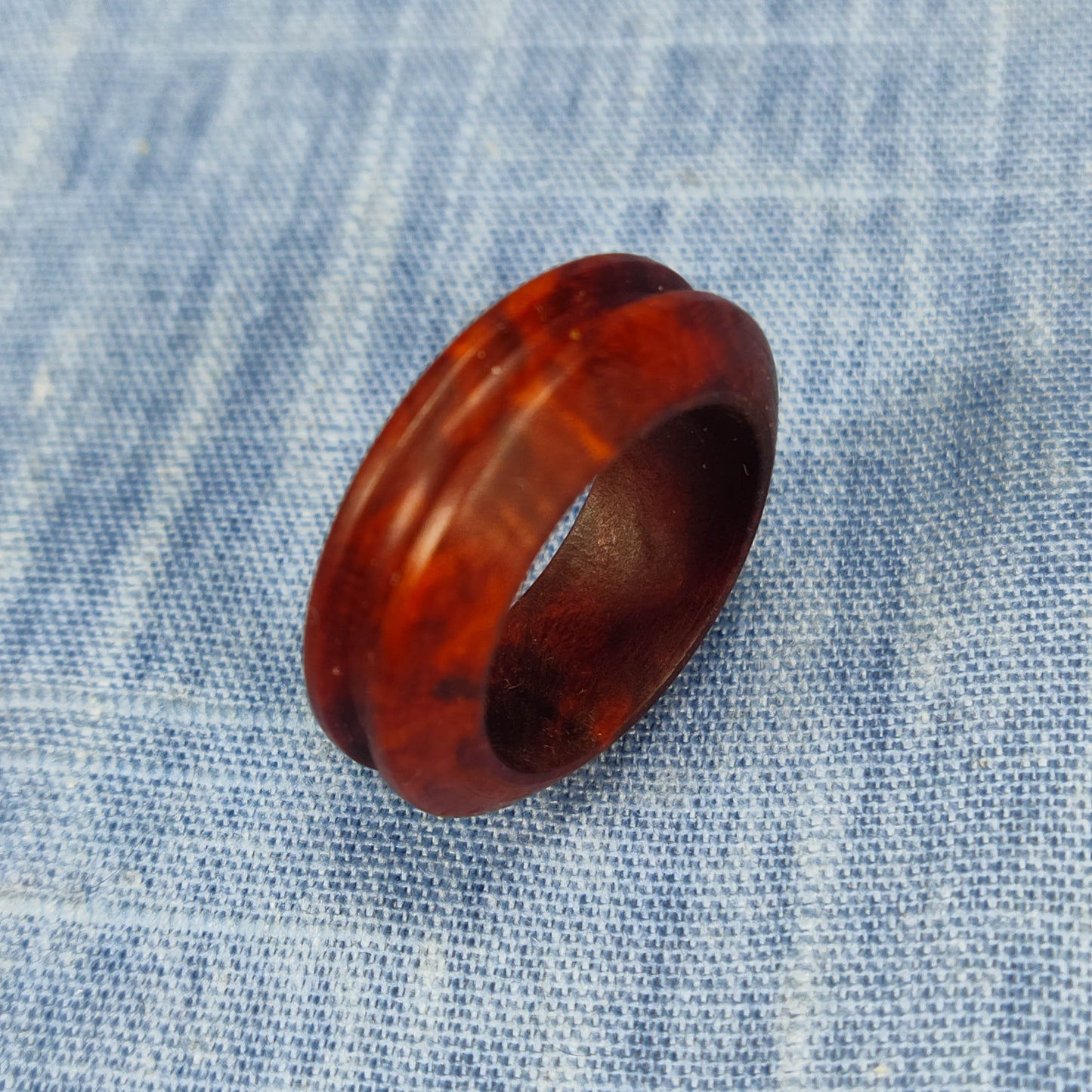 Single Channel Hardwood Ring Made from Briarwood - Size 6.5 (US)