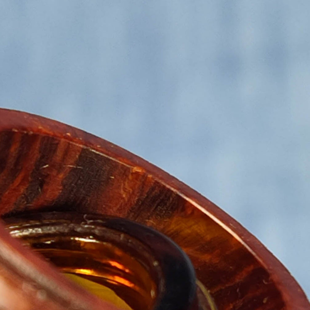 Triple Channel Hardwood Ring Made from Briarwood - Size 8.5 (US)