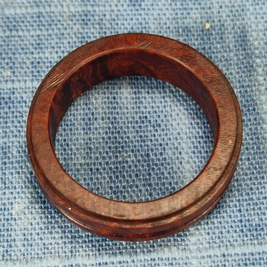 Triple Channel Hardwood Ring Made from Briarwood - Size 8.5 (US)