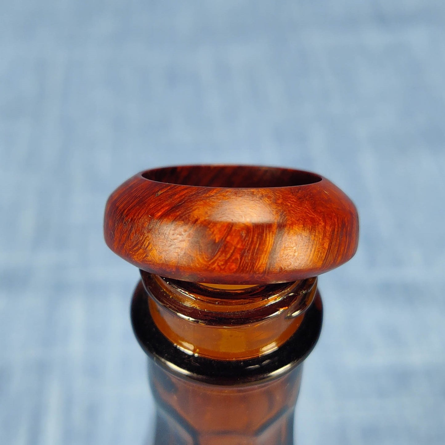 Domed Hardwood Ring Made from Briarwood - Size 8.5 (US)
