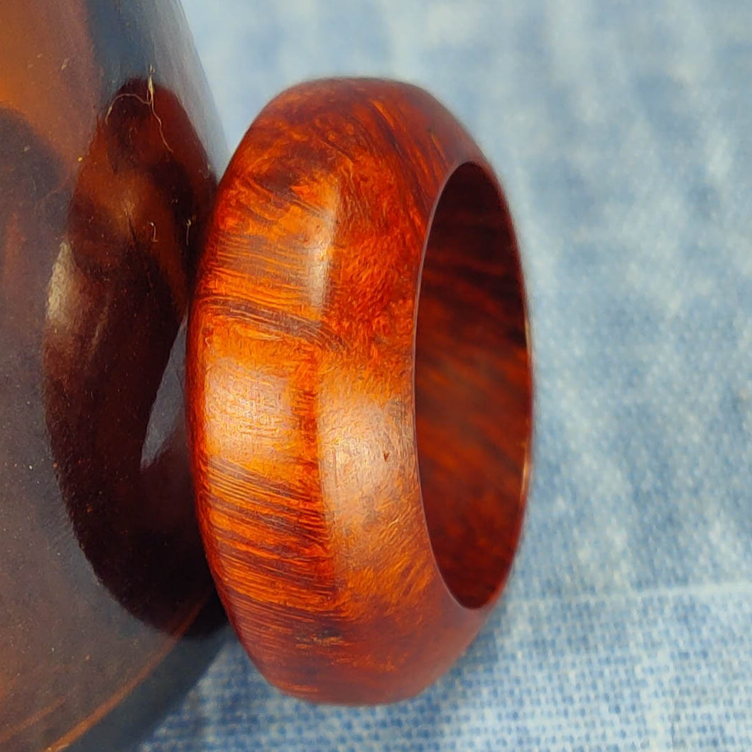 Domed Hardwood Ring Made from Briarwood - Size 8.5 (US)