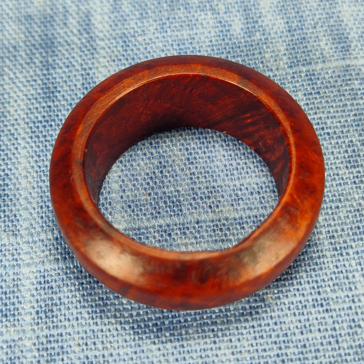 Domed Hardwood Ring Made from Briarwood - Size 8.5 (US)
