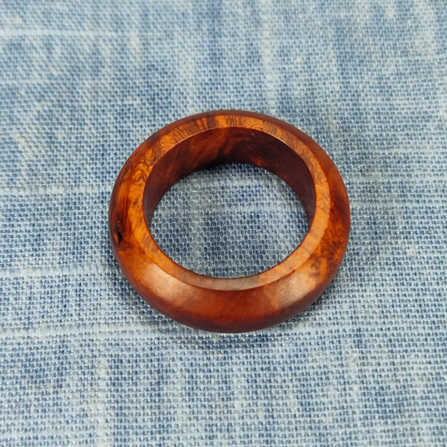Domed Hardwood Ring Made from Briarwood - Size 7.5 (US)