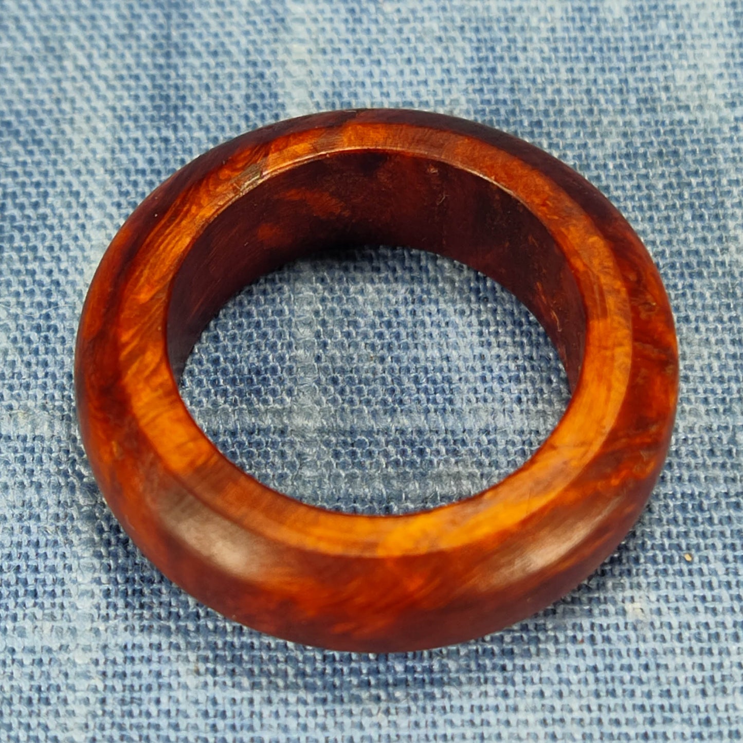 Domed Hardwood Ring Made from Briarwood - Size 7.5 (US)