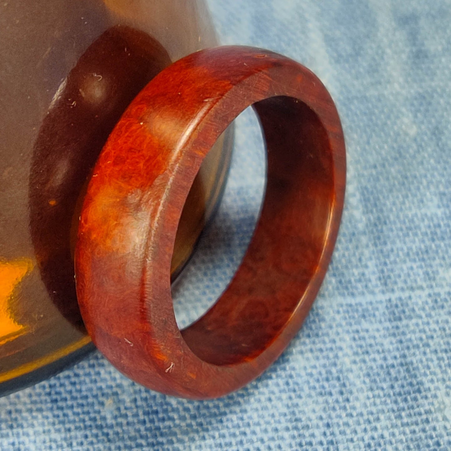 Domed Hardwood Ring Made from Briarwood - Size 8.5 (US)