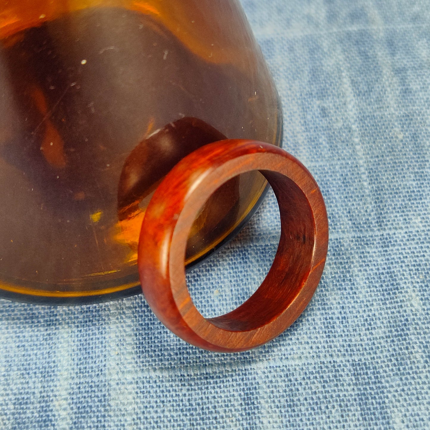 Domed Hardwood Ring Made from Briarwood - Size 8.5 (US)