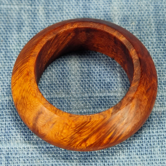 Domed Hardwood Ring Made from Briarwood - Size 8.5 (US)