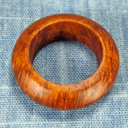 Domed Hardwood Ring Made from Briarwood - Size 8.5 (US)
