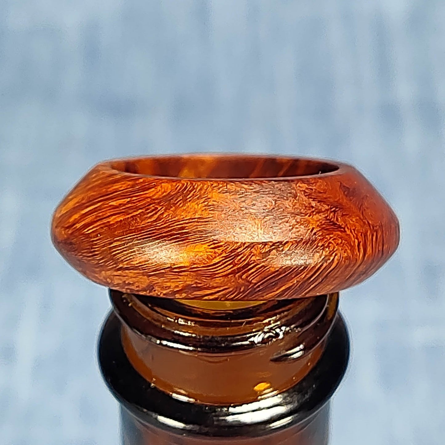 Domed Hardwood Ring Made from Briarwood - Size 8.5 (US)