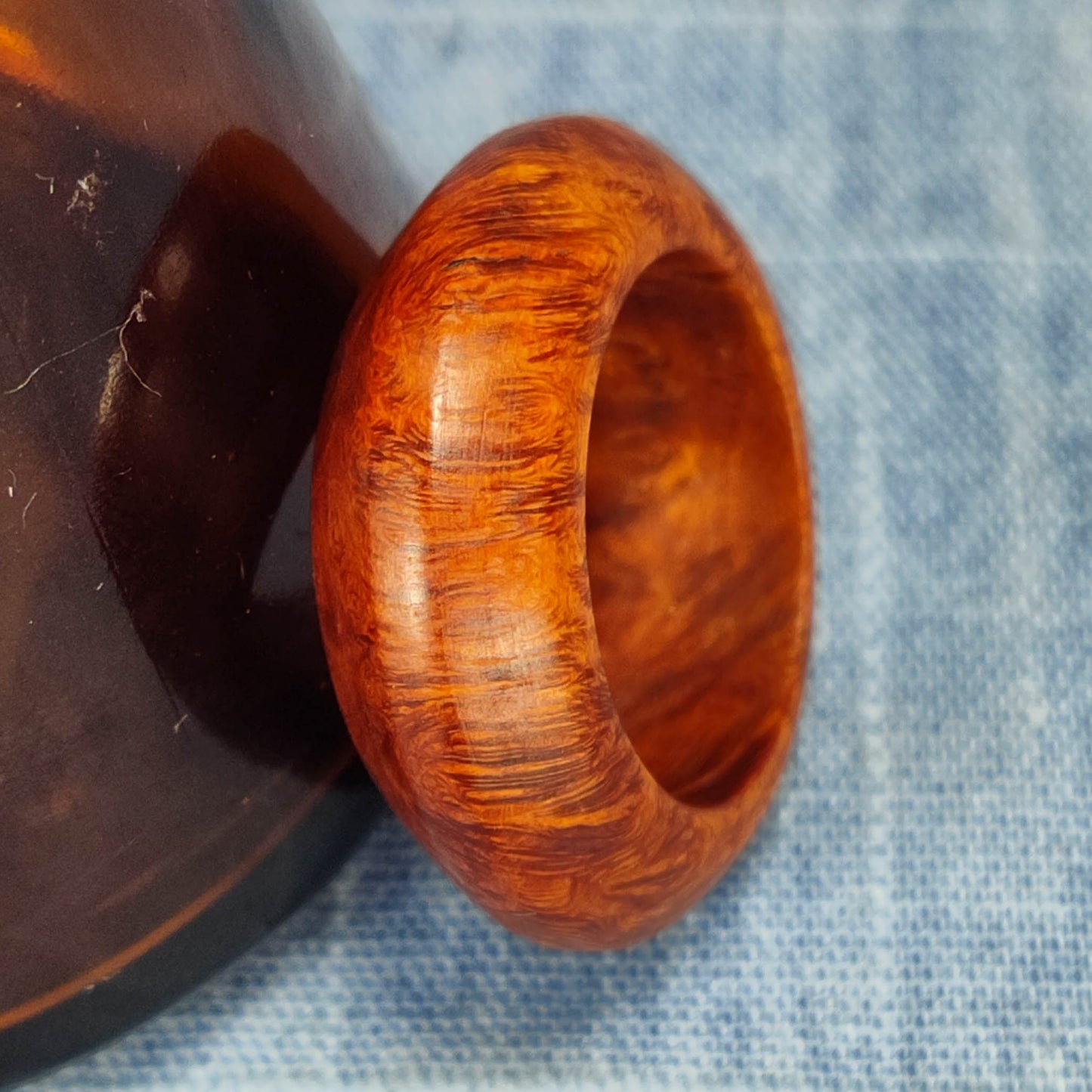Domed Hardwood Ring Made from Briarwood - Size 8.5 (US)