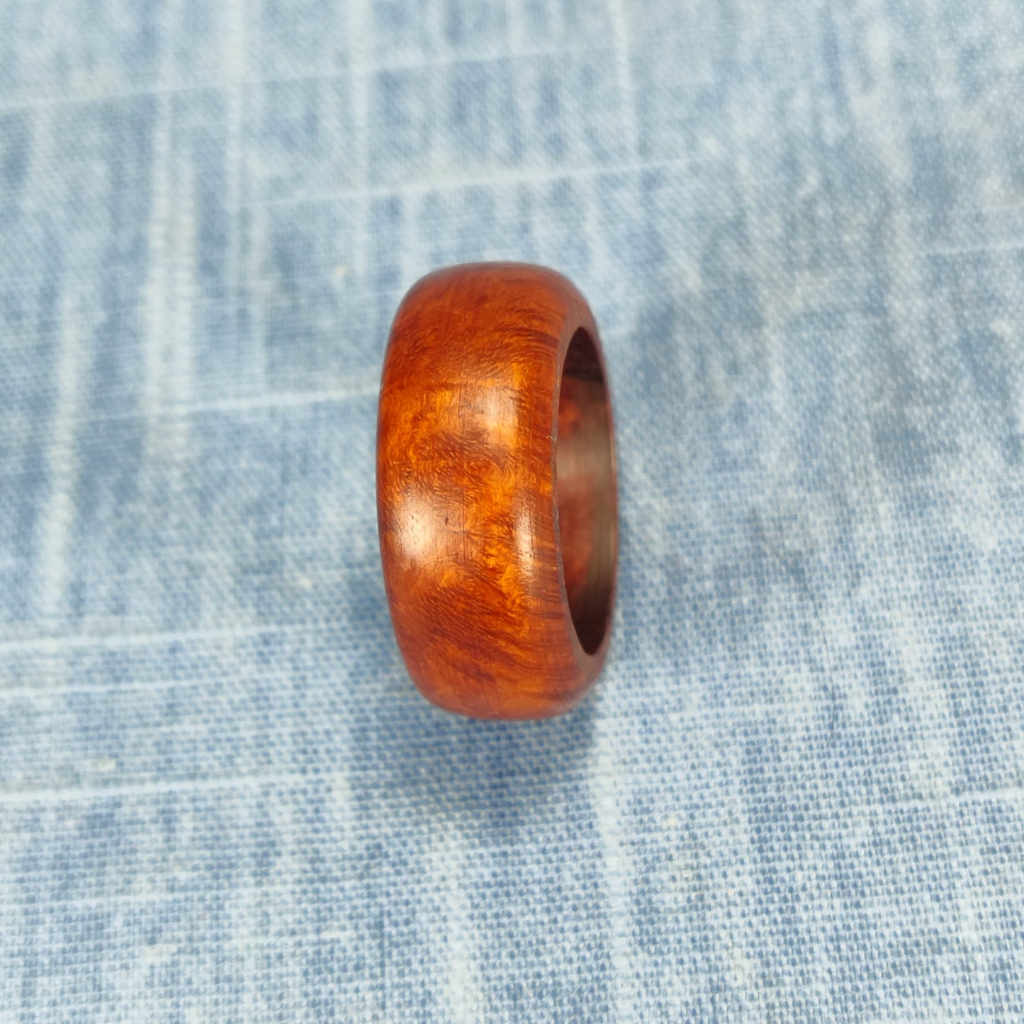 Domed Hardwood Ring Made from Briarwood - Size 9.5 (US)