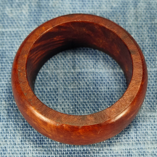 Domed Hardwood Ring Made from Briarwood - Size 9.5 (US)